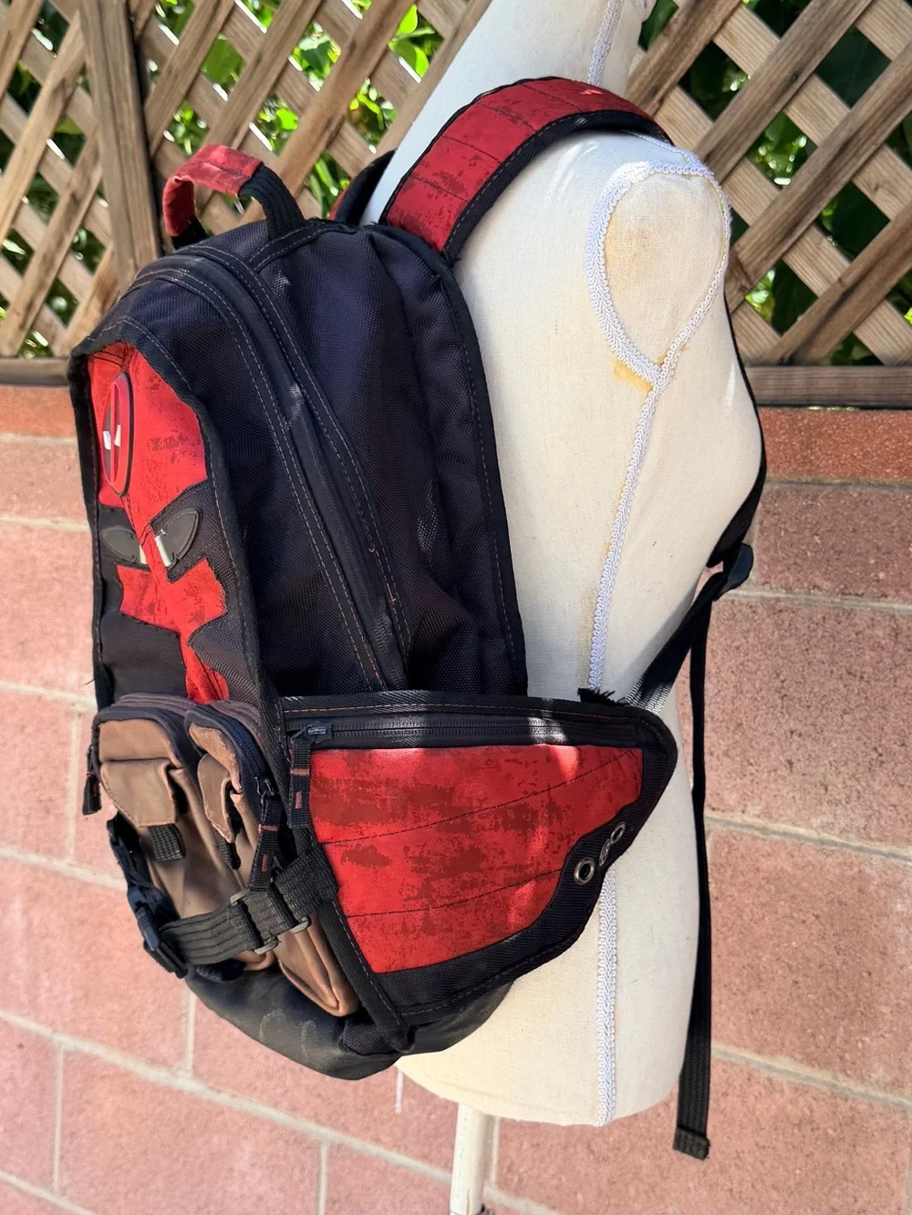 Marvel Deadpool Tactical Backpack FAIR CONDITION Large Bookbag Adjustable Straps